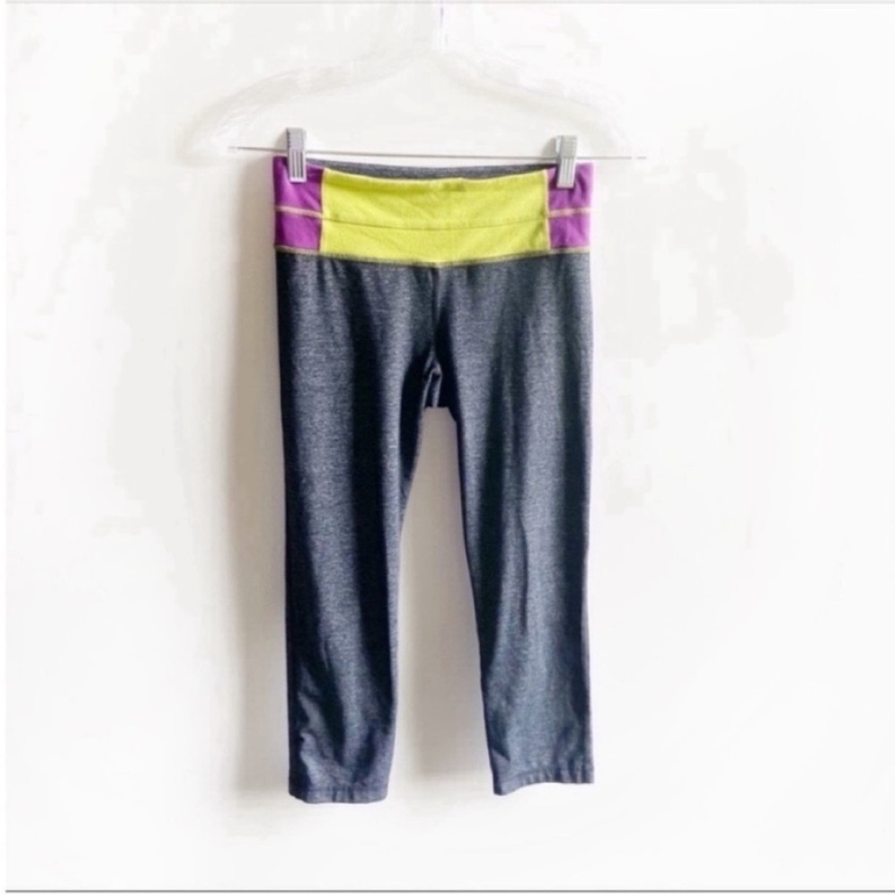 Lululemon leggings gray marled crop colorblock
